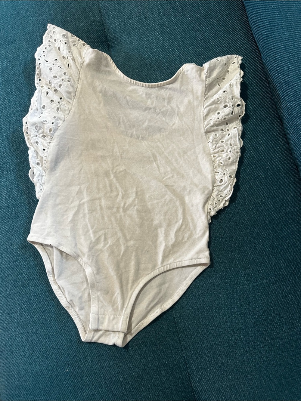 Zara White Eyelet Flutter Sleeve Baby Bodysuit